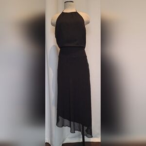 Bisou Bisou Michele Bohbot Black Halter Asymmetrical Cocktail Dress Size 10